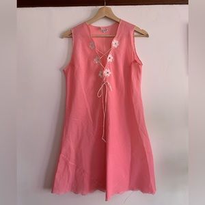 60s Barbie Lord & Taylor, made in Italy pink lace up daisy slip dress